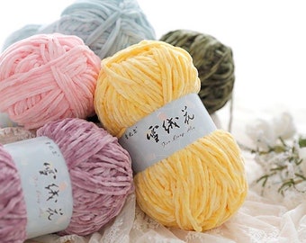 Premium Soft Velvet Yarn 100 gram 180 meters, High Quality Chenille Yarn for Amigurumi and Crafting