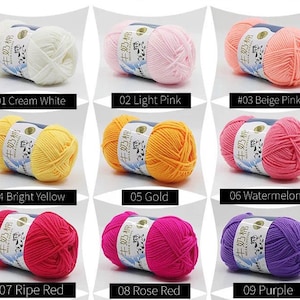 5 Ply Milk Cotton Yarn Small Ball of 23 grams for Amigurumi, Crochet, Knitting, Punch Needling, and Crafting 1-36 image 3