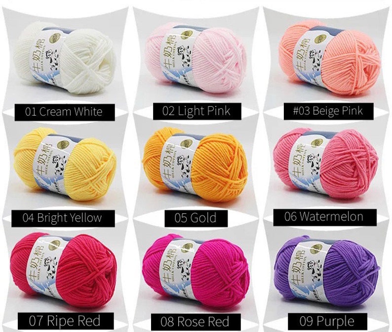 5 Ply Milk Cotton Yarn Small Ball of 23 grams for Amigurumi, Crochet, Knitting, Punch Needling, and Crafting 1-36 image 3