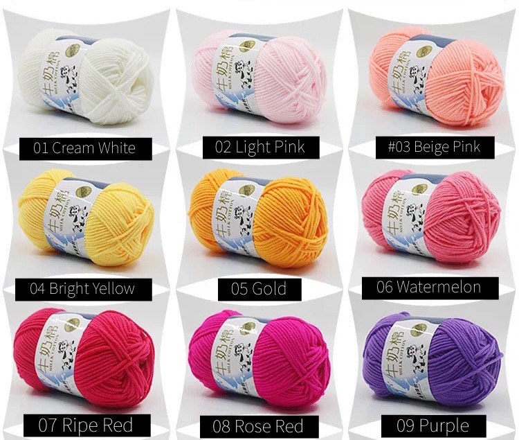 5 Ply Milk Cotton Yarn for Amigurumi, Crochet, Knitting