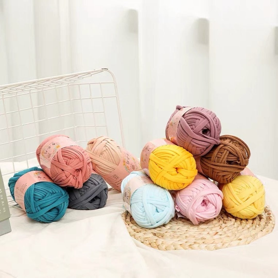 T Shirt Yarn Spaghetti Yarn Thick Yarn for Crocheting Cotton Polyester  Elastic Fabric Cloth Knitting Yarn for Hand DIY 