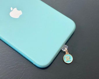 Turquoise Letter Phone Charms, Anti Dust Plug Charm For Apple Lightning, Android micro- USB, Headphone Jack, and Type C Ports