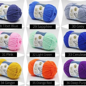 5 Ply Milk Cotton Yarn Small Ball of 23 grams for Amigurumi, Crochet, Knitting, Punch Needling, and Crafting 1-36 image 6