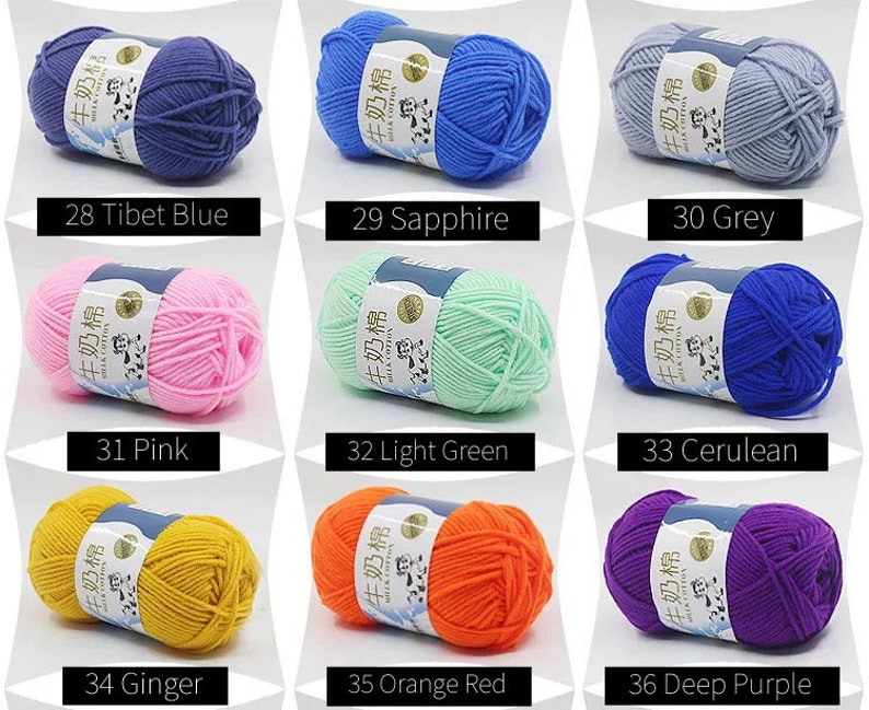 5 Ply Milk Cotton Yarn Small Ball of 23 grams for Amigurumi, Crochet, Knitting, Punch Needling, and Crafting 1-36 image 6