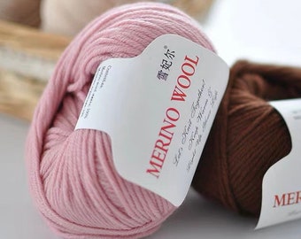 Fils de laine mérinos de qualité supérieure pour crochet, tricot et travaux manuels, Fils de laine mérinos à crocheter et à tricoter, Fils de laine pour crochet et travaux manuels