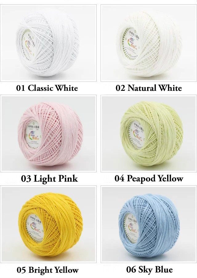 Size 6 Cotton Lace Yarn, 50g Crochet Lace Yarn, Soft Summer Lace