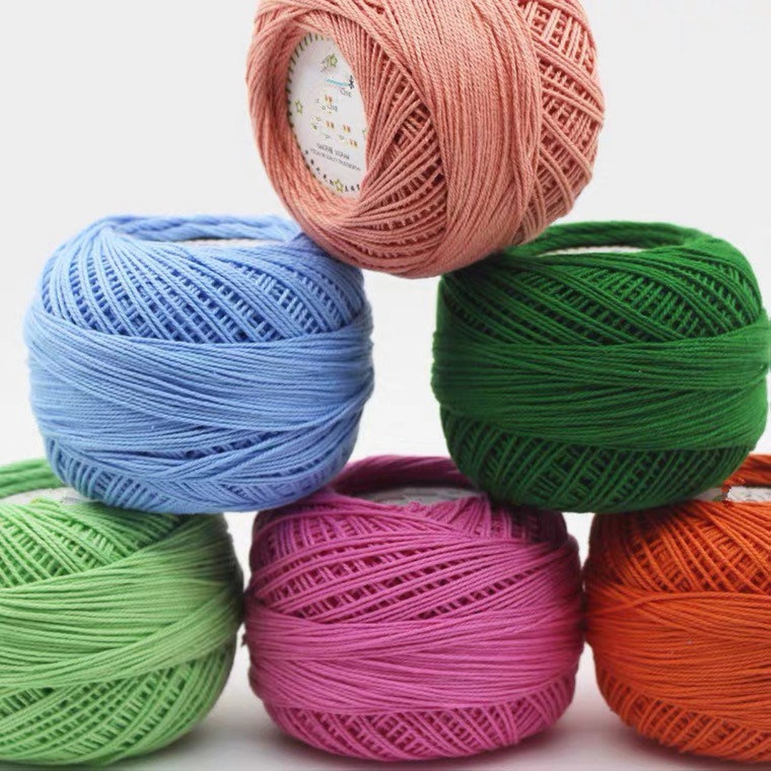 50g/ Ball Crochet Thread Size 6 Lace Yarn for Crocheting Colourful