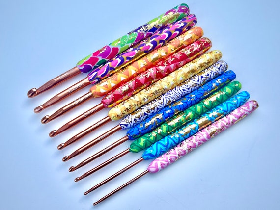 2-6.5mm Glitter Crochet Hooks, Crochet Hooks for Crocheting and Amigurumi