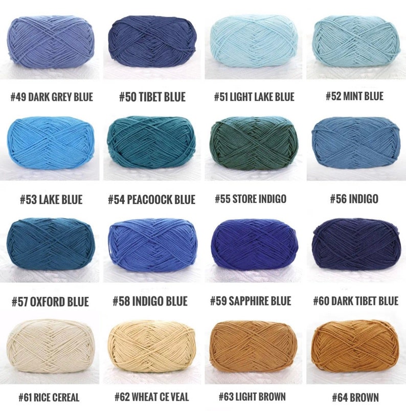 Hilo para muñecas Premium Multiusos de 4 cabos y 50 gramos, Hilo de alta calidad de uso general de 4 cabos con códigos de color del 1 al 32, Juego de muestras de todos los colores del 1 al 73. imagen 8