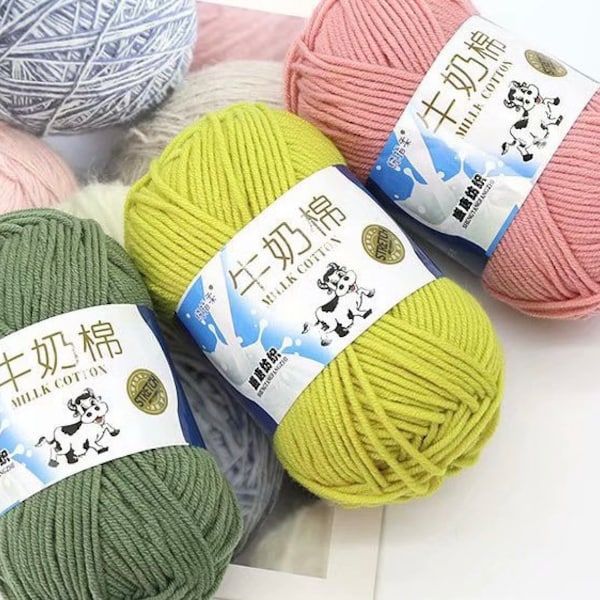 5 Ply Milk Cotton Yarn for Amigurumi, Crochet, Knitting, Punch Needling, and Crafting 41-93
