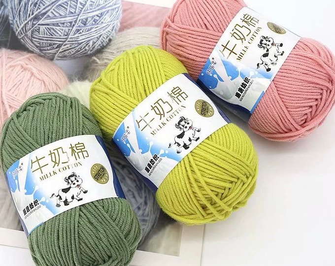 5 Ply Milk Cotton Yarn for Amigurumi, Crochet, Knitting, Punch Needling
