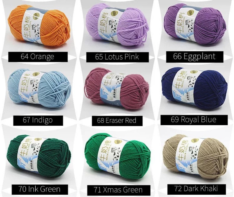 5 Ply Milk Cotton Yarn for Amigurumi Crochet Knitting Punch Etsy