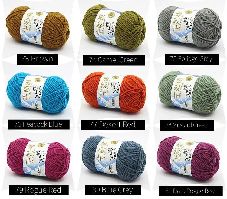 5 Ply Milk Cotton Yarn for Amigurumi Crochet Knitting Punch Etsy