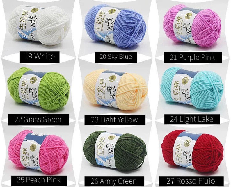 5 Ply Milk Cotton Yarn Small Ball of 23 grams for Amigurumi, Crochet, Knitting, Punch Needling, and Crafting 1-36 image 5