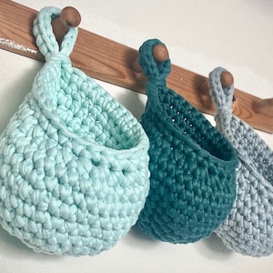 Mini Crochet Hanging Baskets PATTERN, Pattern for Crochet Organization Mini Baskets