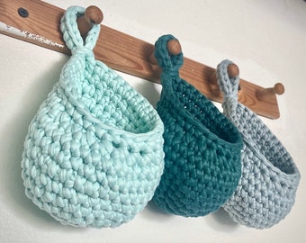Mini Crochet Hanging Baskets PATTERN, Pattern for Crochet Organization Mini Baskets