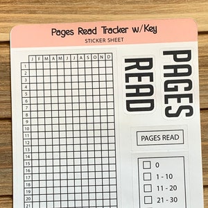 Pages lues feuille d'autocollants | Autocollants de suivi tout au long de l'année avec clé et PAGES LIRE | Parfait pour lire des journaux