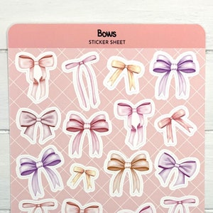 Bows Sticker Sheet | Decorative Stickers For Planners, Journals, Scrapbooks, Notebooks | Coquette Aesthetic