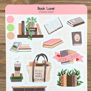Book Lover Sticker Sheet | Reading Themed Decorative Stickers For Planners, Reading Journals,  Scrapbooks | Bookish Stickers