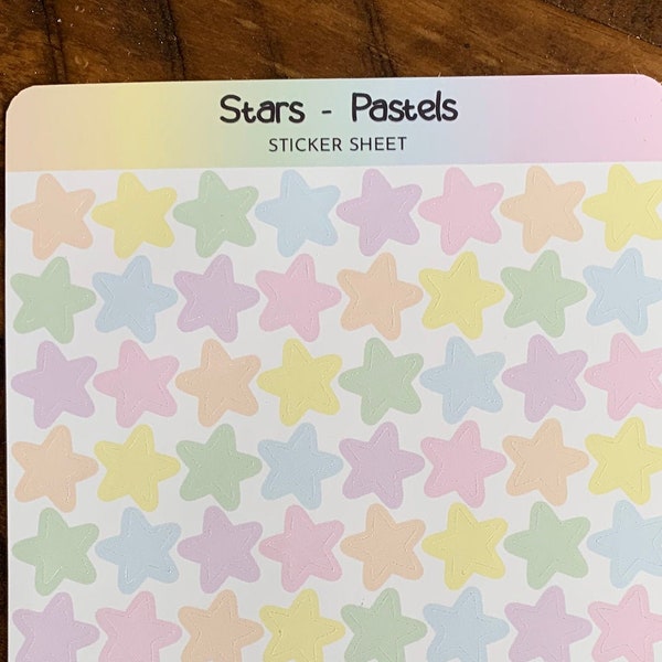 Stars - Pastel Stickers | 80 stickers | Each sticker approx. .4"H x .4"W | Perfect for planners, journals, scrapbooks, notebooks.