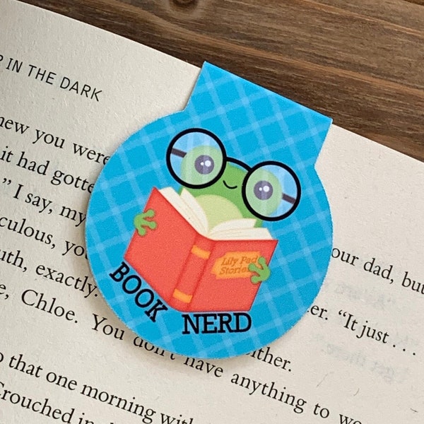 Magnetic Bookmark  "Book Nerd" | Folded Size: 1.75"W x 2"H | Double-Sided | For Book Lovers, Bookish Gift, Handmade