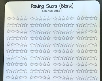 Blank Star Rating Sticker Sheet Color in 5-star Rating Reading