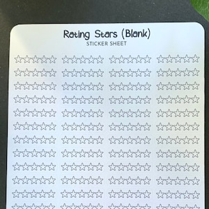 Rating STARS - Blank | Each sticker .28"H x 1.08"W | 72 Stickers | Blank Stars on White Rectangle | Great For Rating Books, Movies | Matte