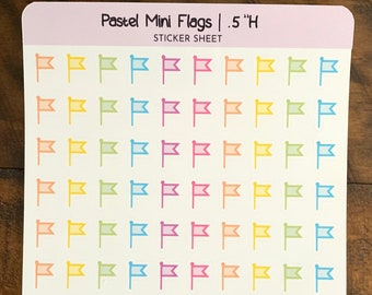 Pastel Mini Flags Sticker Sheet |  Each Flag is .5"H | 100 Mini Flag Stickers | For Planners, Journals, Bujo, Scrapbooks
