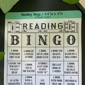 de lecture de bingo | 1 grand autocollant de lecture pour bingo, 4,4 po. l x 6 po. h | Parfait pour la lecture/les journaux, les clubs de lecture | Papier autocollant mat