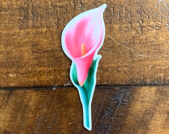 Calla Lily Die Cut Sticker | 1.1"W x 2.85"H | Water-Resistant Vinyl (Glossy Laminated) Sticker | For Water Bottles, Tablets, etc!