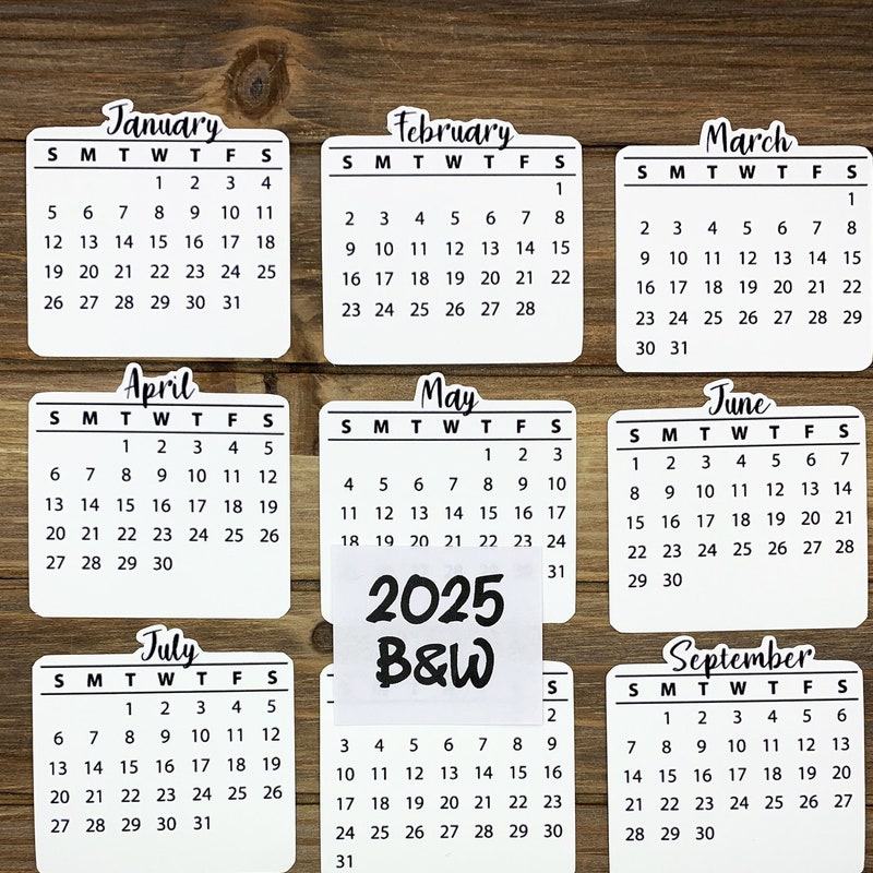2025 Calendar Months Stickers Etsy