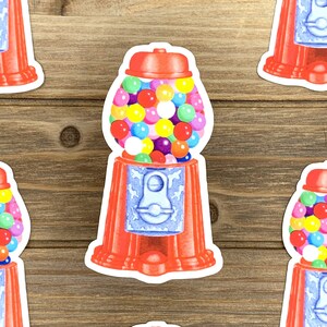 Gumball Machine Die Cut Sticker | 1.6&quot;W x 2.9&quot;H | Choice of Matte Paper Sticker OR Water-Resistant Vinyl (Glossy Laminated) Sticker | Retro