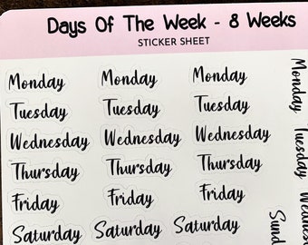 Digital Days of the Week Stickers - Black