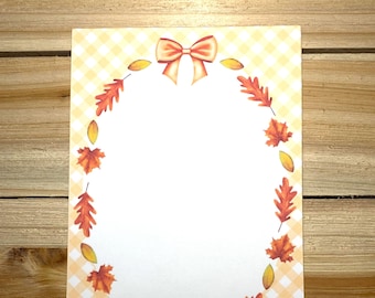 Fall Leaves Notepad | 50 Sheets | 4.5"W x x6.5"H | Fall, Autumn Aesthetic | Stationery