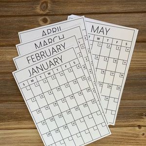 2024 Large Month Calendar Stickers | 4.5"W x 6.5"H | Jan '24-Dec '24 | B&W | Matte | For Planners, Bullet Journals, Scrapbooks | Sun - Sat