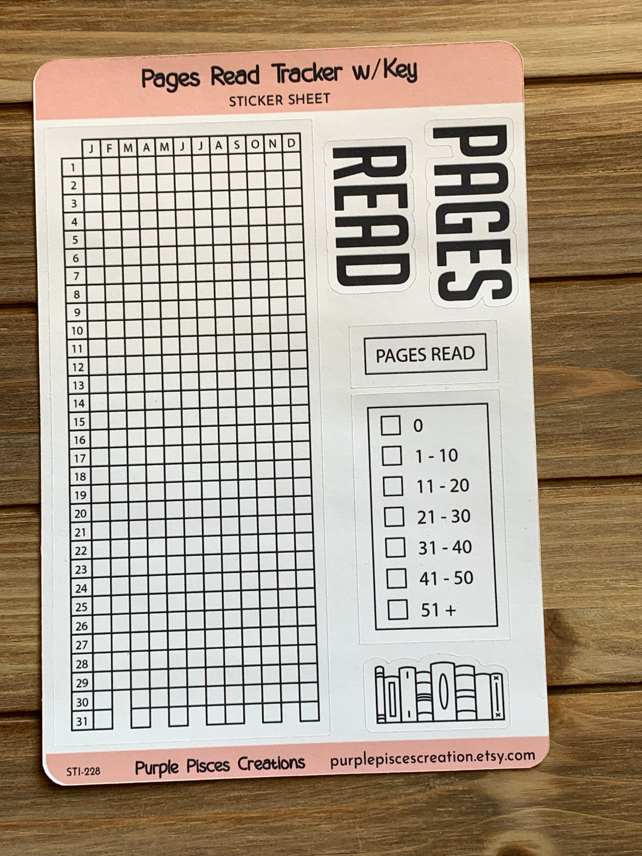 Pages Read Record Pages Read Sticker Sheet | Year-long Tracker W/key and PAGES READ ...