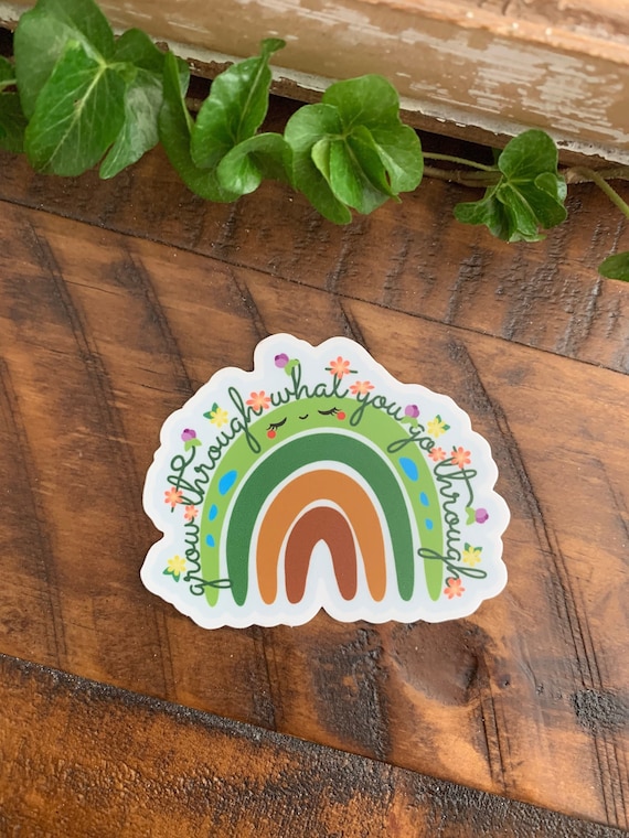 Grow Through What You Go Through | VINYL WATERPROOF or Matte Paper Sticker | 3"W x 2.4H" | For Water Bottles (VINYL Only), Laptops, Journals
