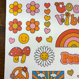 Good Vibes Sticker Sheet | Retro Themed Decorative Sticker Sheet for ...