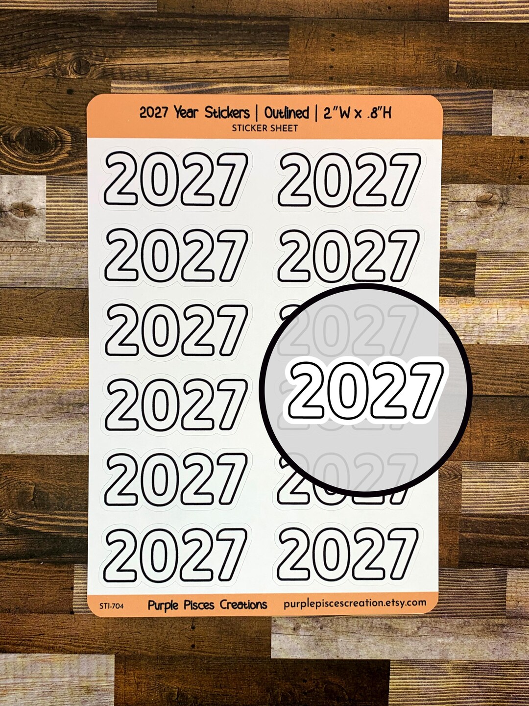 2027 Large Outlined Style Year Stickers | Approx. 2.1”W X .8”H | for ...