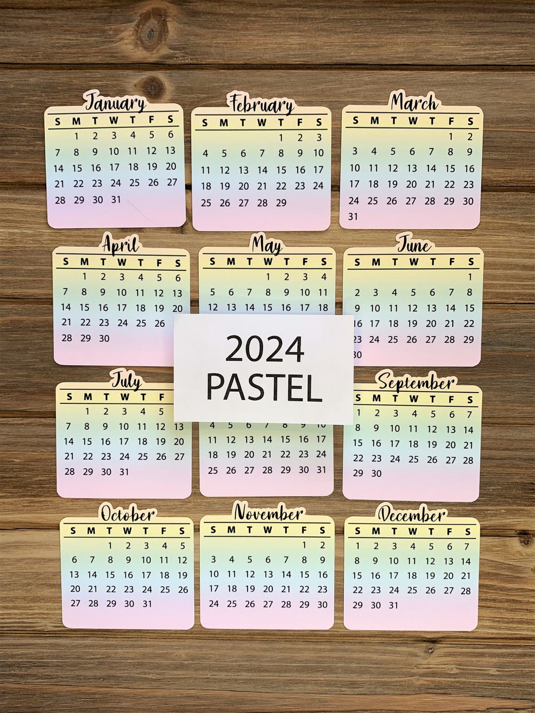 2024 Months Calendar Stickers Pastel for Planners, Journals, Notebooks