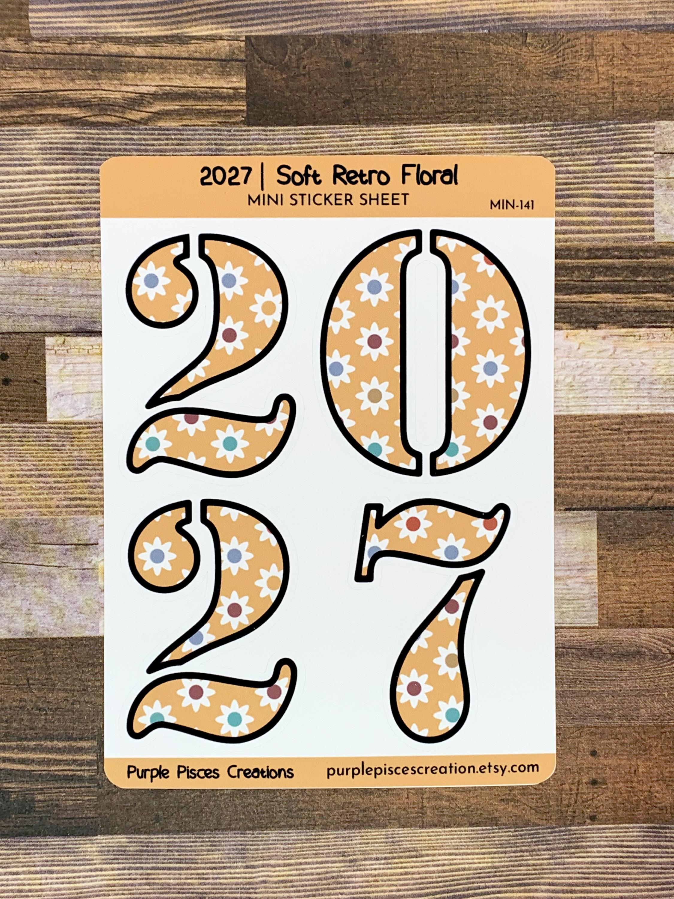 2027 Number Mini Sticker Sheet | 4 Kiss Cut Stickers, 2, 0, 2 & 7 | 9 ...