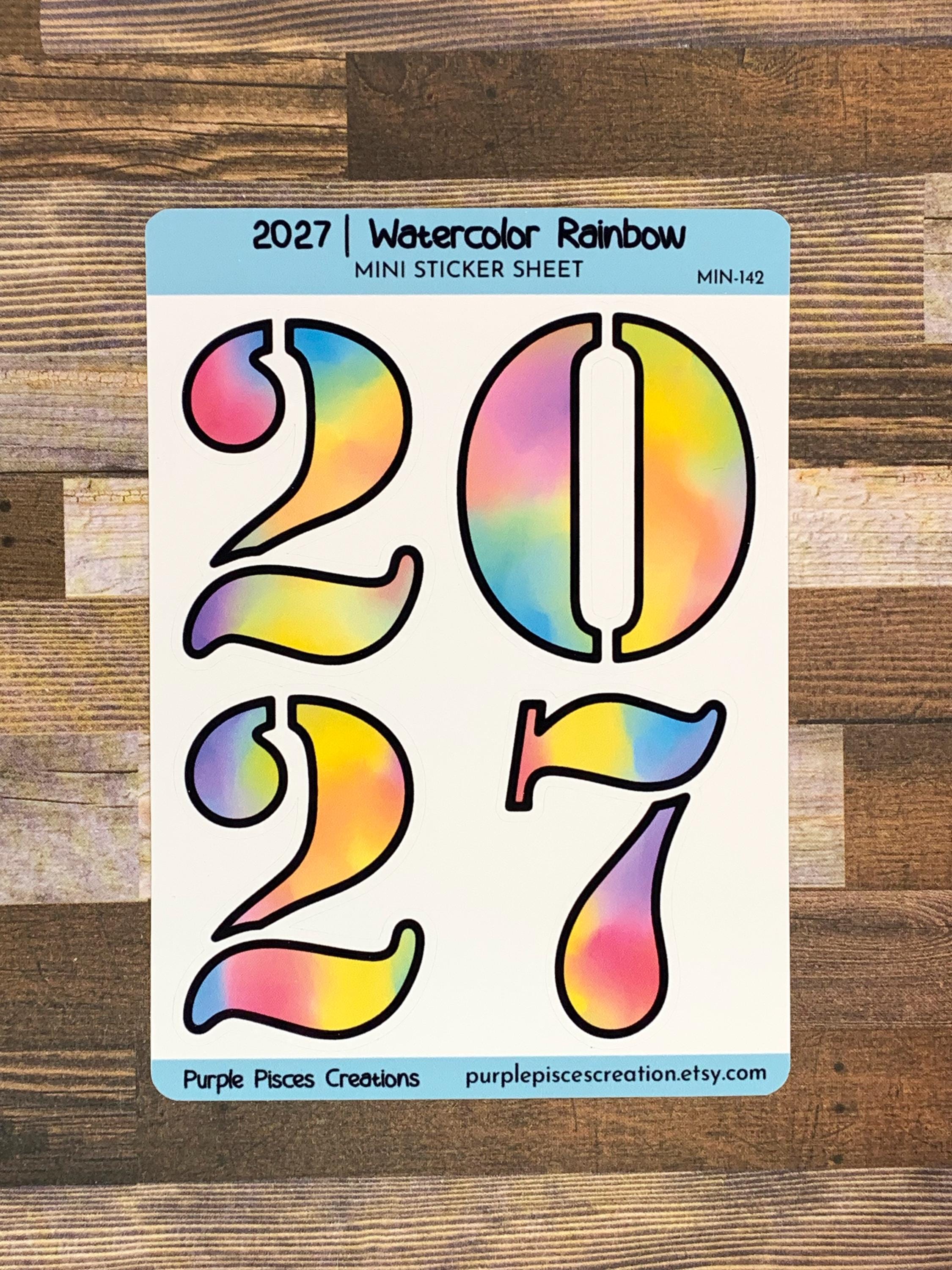 2027 Number Mini Sticker Sheet | 4 Kiss Cut Stickers, 2, 0, 2 & 7 | 9 ...