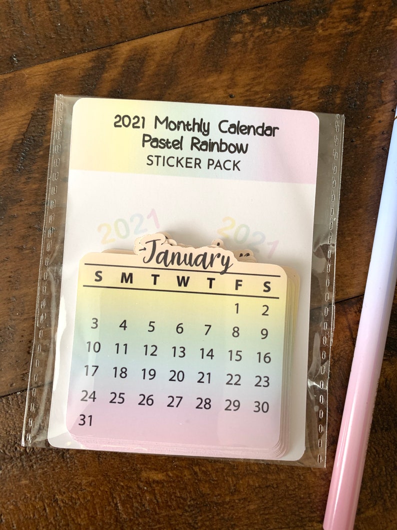 Notebooks Journals Scrapbooks Sat Pastel Sun For Planners Set of 12 Die Cut Months Jan-Dec 2021 Months Calendar Stickers
