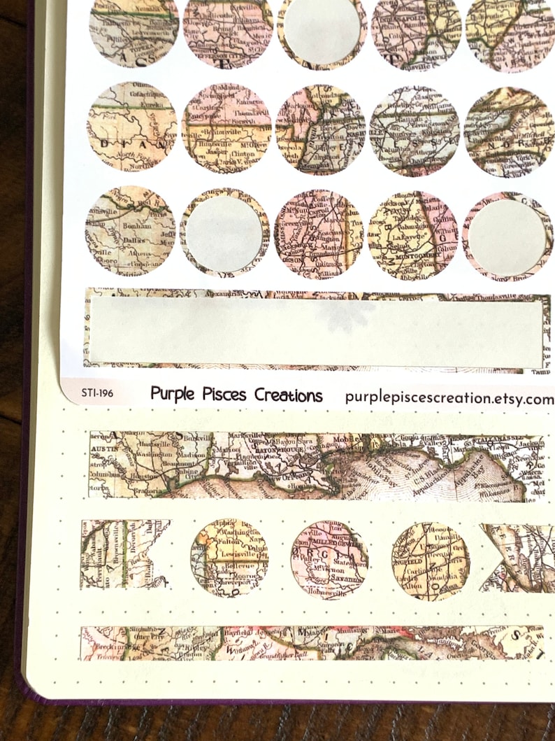 Model Sticker Map Vintage-style Map Bits Sticker Sheet | 23 Stickers | Made From Image of ...