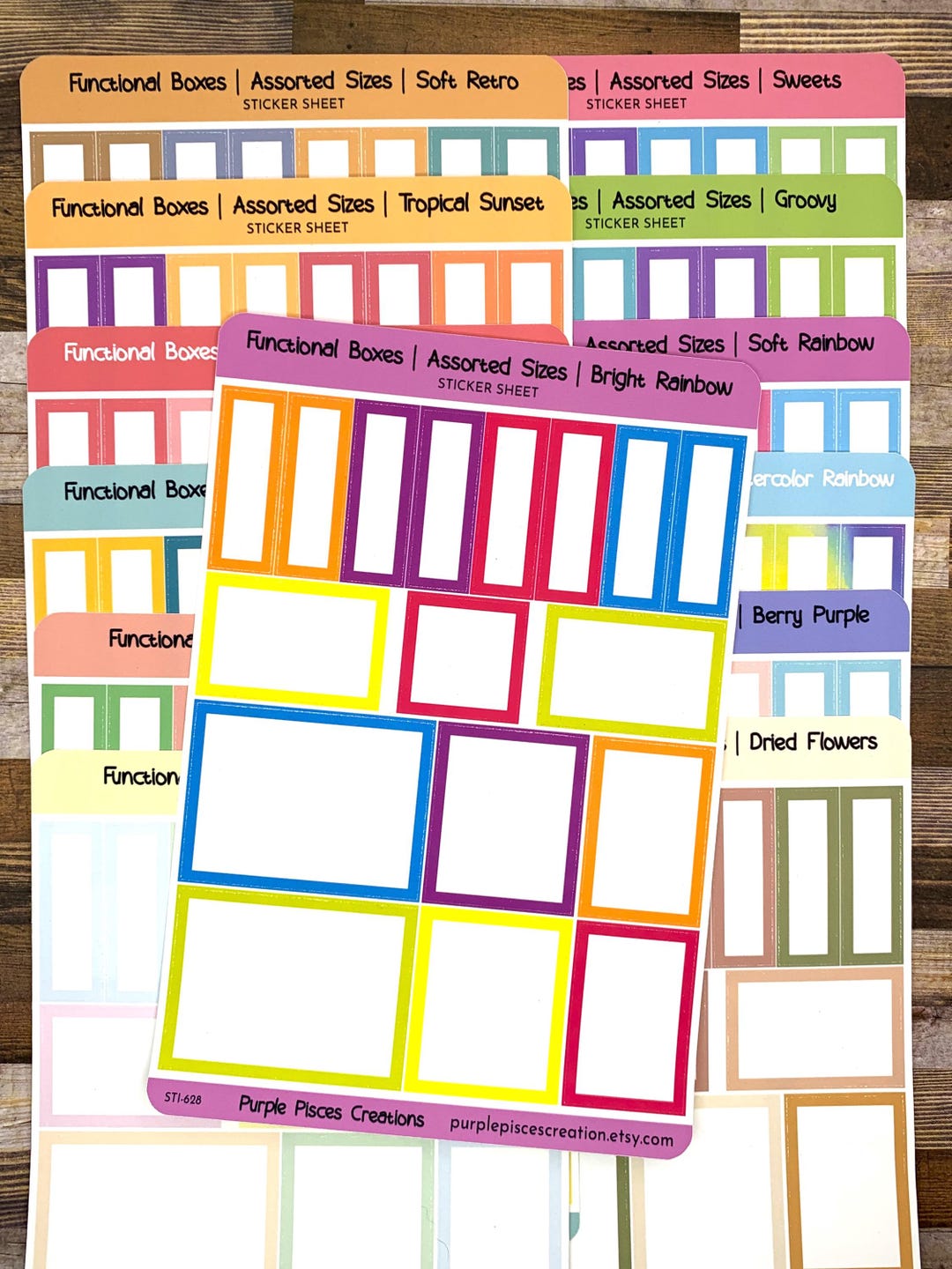 Functional Boxes Sticker Sheet | Assorted Sizes | Choose Your Color ...