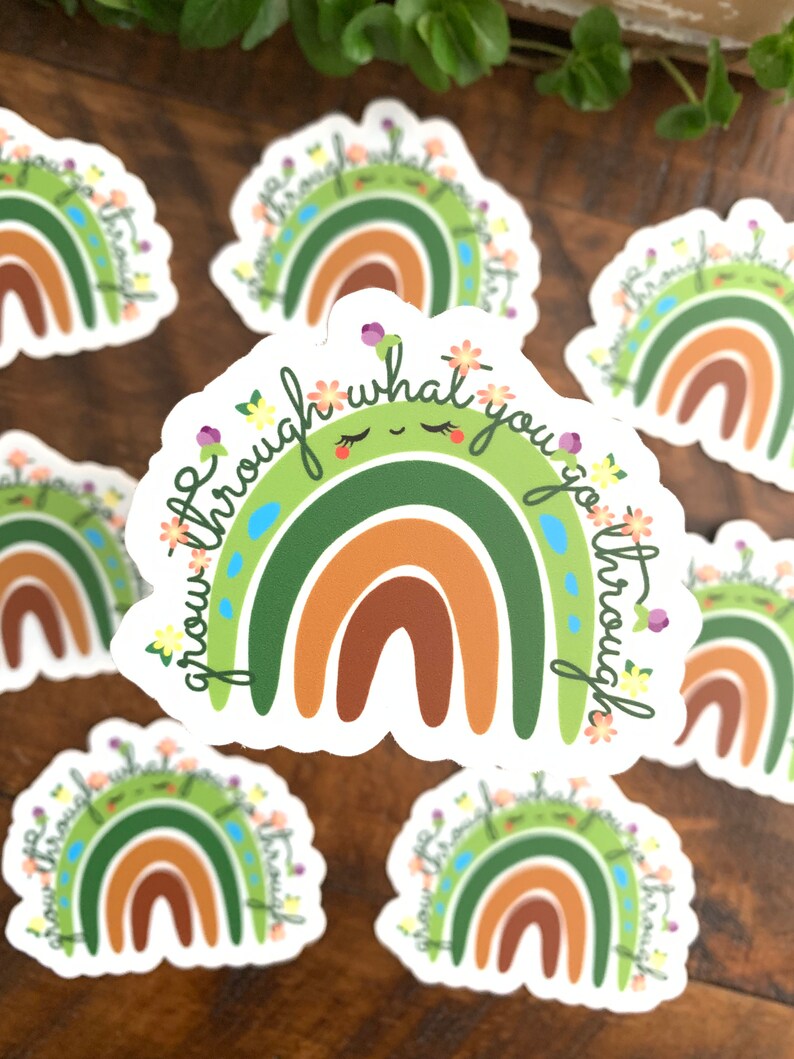 Grow Through What You Go Through | VINYL WATERPROOF or Matte Paper Sticker | 3"W x 2.4H" | For Water Bottles (VINYL Only), Laptops, Journals immagine 3