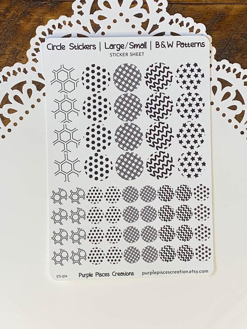 White Circle Sticker Pattern Circle Stickers | Large/small | Black and White Theme | 20 Large (.7 In ...