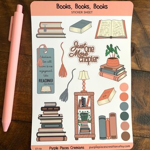 Books, Books, Books Sticker Sheet | | Reading Themed Decorative ...
