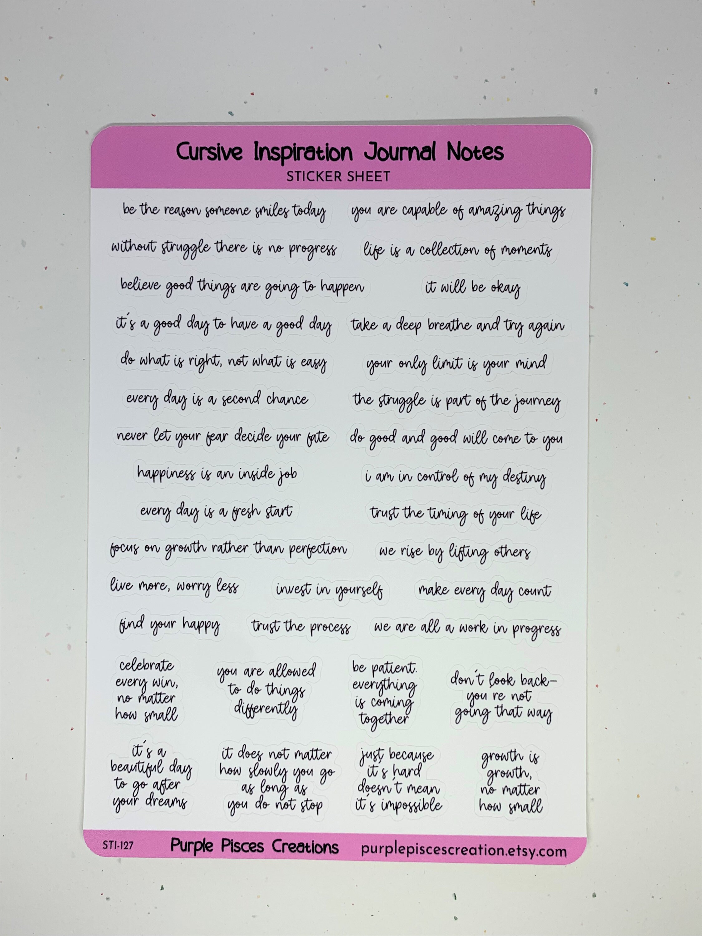 Cursive Inspiration Journal Notes Sticker Sheet 34 - Etsy