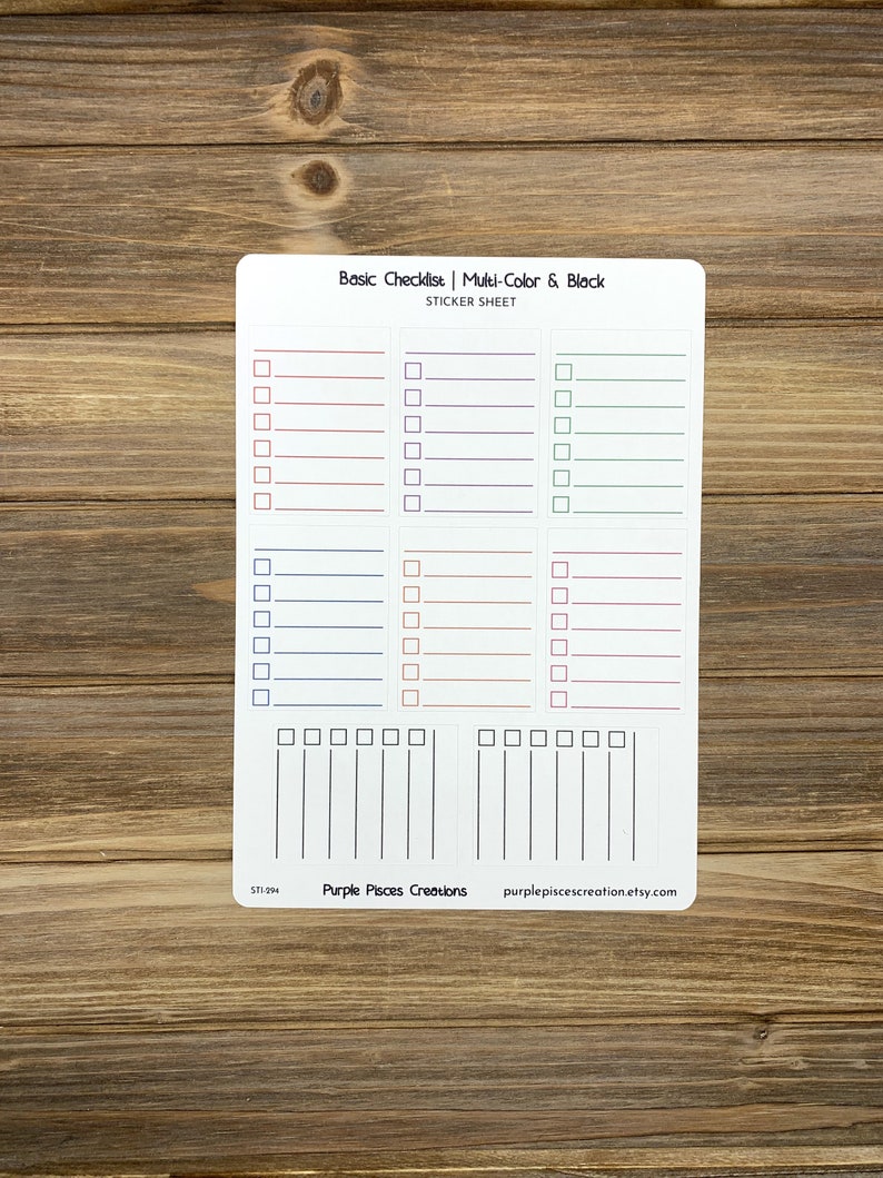 Color Form Checklist Basic Checklist | Choose Black or Multi-color Sheet | 2